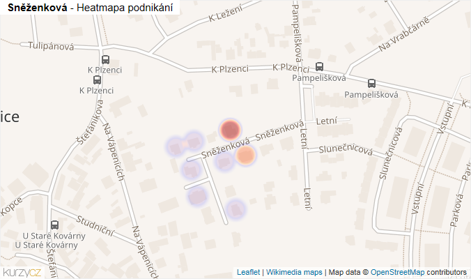 Mapa Sněženková - Firmy v ulici.