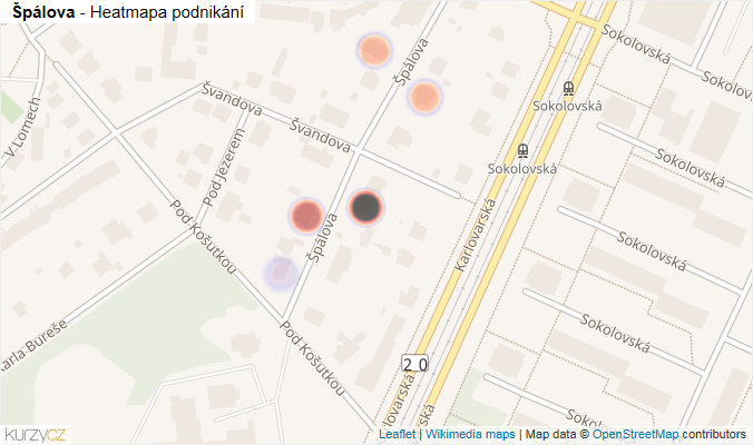 Mapa Špálova - Firmy v ulici.