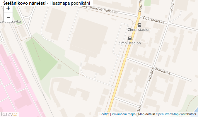 Mapa Štefánikovo náměstí - Firmy v ulici.