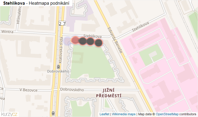 Mapa Stehlíkova - Firmy v ulici.
