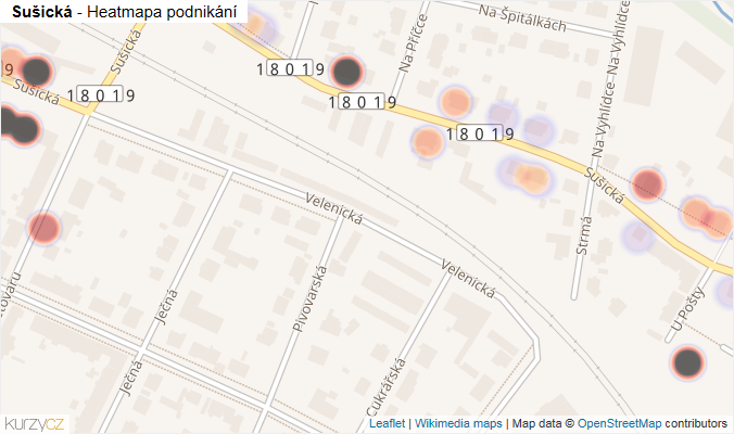 Mapa Sušická - Firmy v ulici.