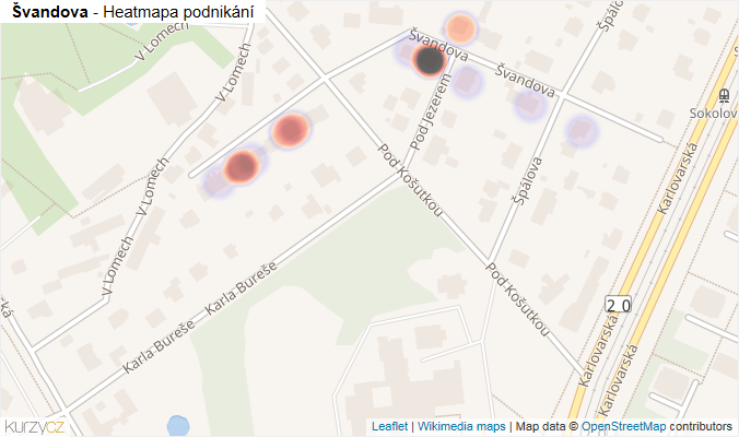 Mapa Švandova - Firmy v ulici.