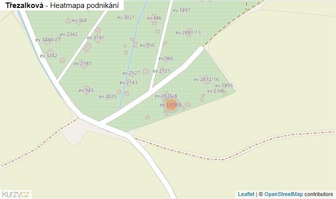 Mapa Třezalková - Firmy v ulici.