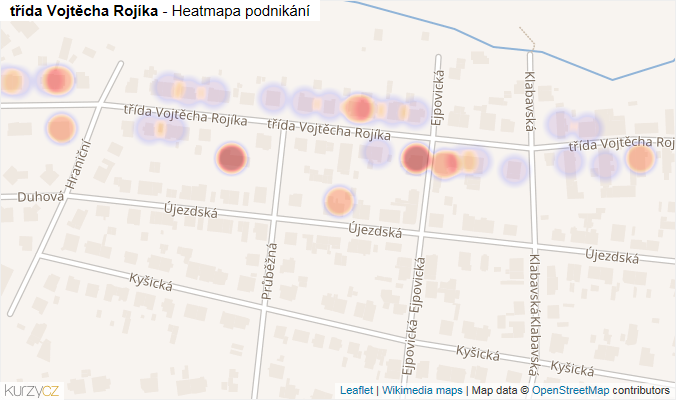 Mapa třída Vojtěcha Rojíka - Firmy v ulici.