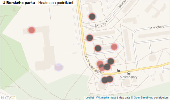 Mapa U Borského parku - Firmy v ulici.