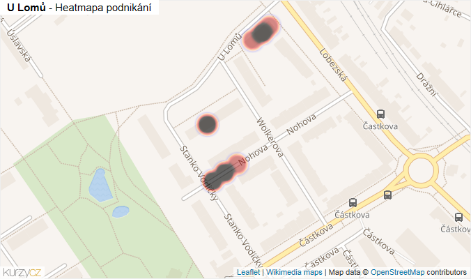 Mapa U Lomů - Firmy v ulici.