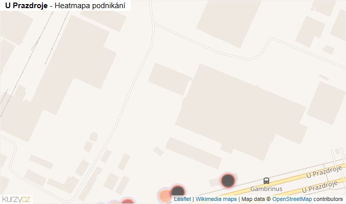 Mapa U Prazdroje - Firmy v ulici.