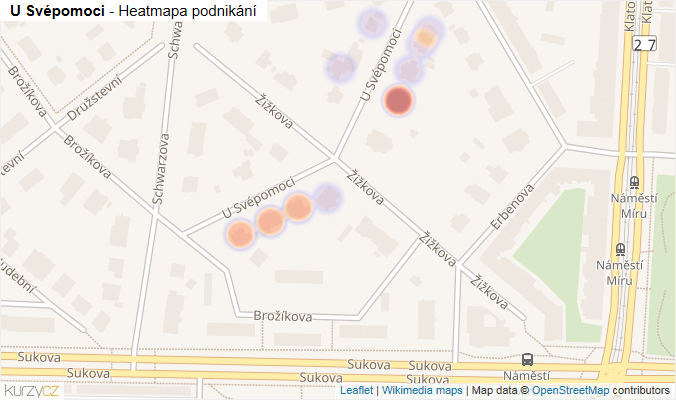 Mapa U Svépomoci - Firmy v ulici.