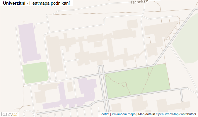 Mapa Univerzitní - Firmy v ulici.