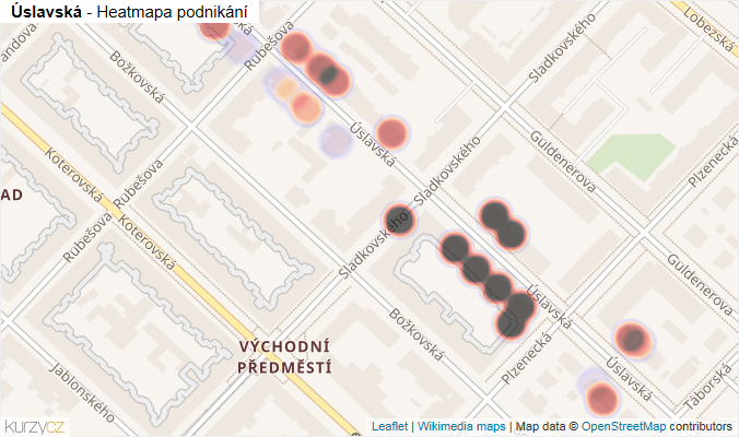Mapa Úslavská - Firmy v ulici.