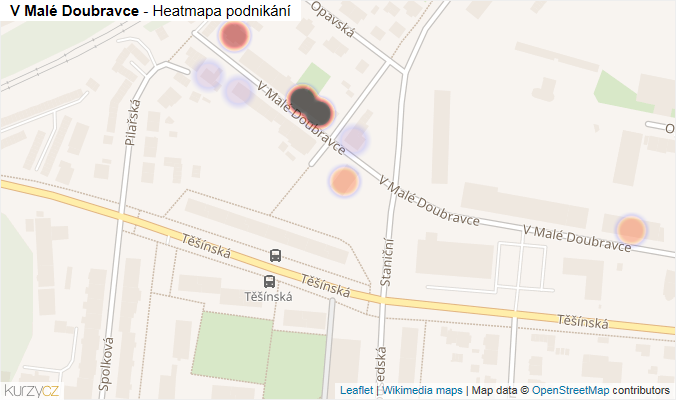 Mapa V Malé Doubravce - Firmy v ulici.