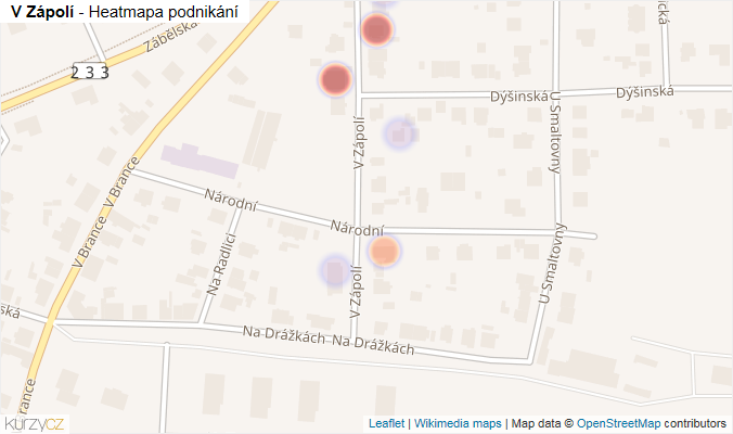 Mapa V Zápolí - Firmy v ulici.