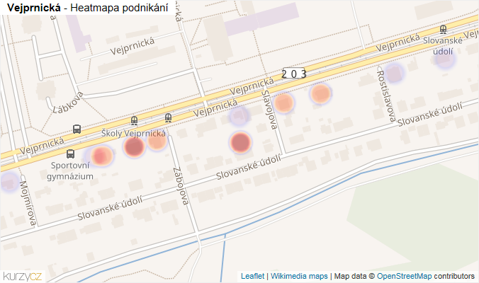 Mapa Vejprnická - Firmy v ulici.