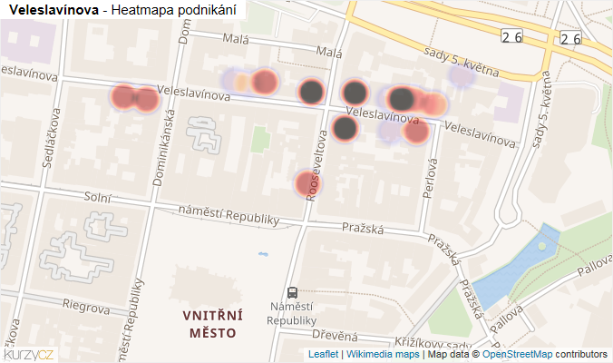 Mapa Veleslavínova - Firmy v ulici.