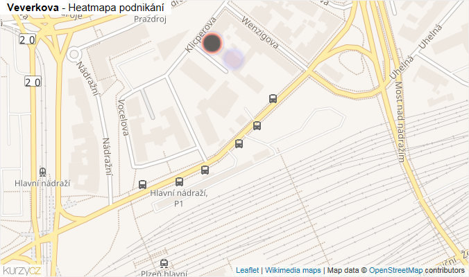 Mapa Veverkova - Firmy v ulici.