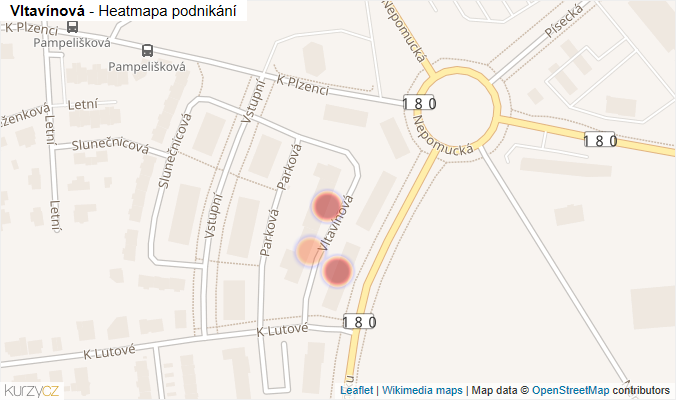 Mapa Vltavínová - Firmy v ulici.