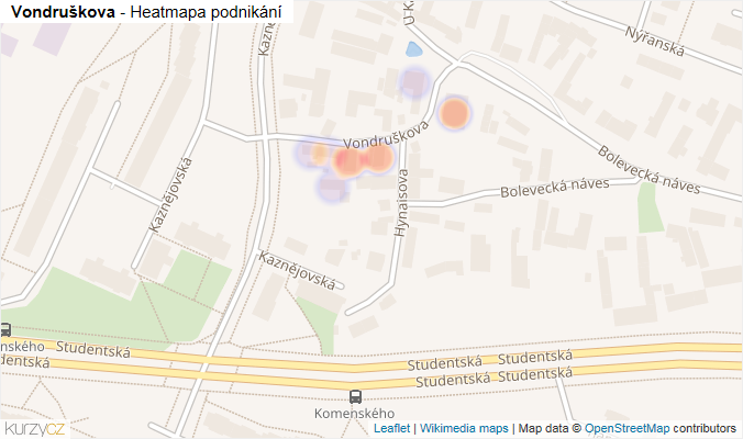 Mapa Vondruškova - Firmy v ulici.