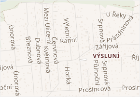 Výletní v obci Plzeň - mapa ulice