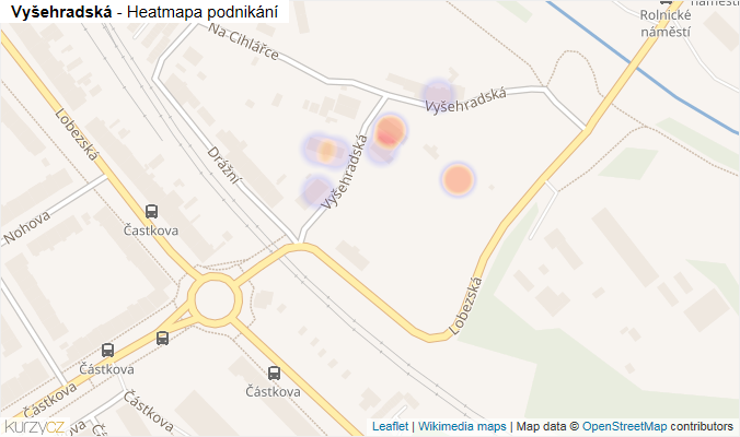 Mapa Vyšehradská - Firmy v ulici.