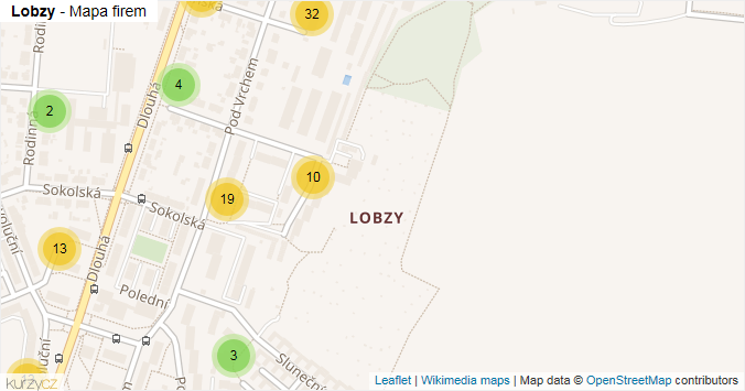 Mapa Lobzy - Firmy v části obce.