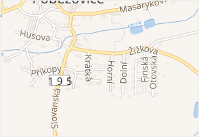 Krátká v obci Poběžovice - mapa ulice
