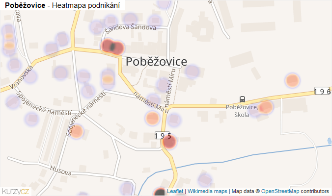 Mapa Poběžovice - Firmy v části obce.