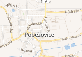 Šandova v obci Poběžovice - mapa ulice