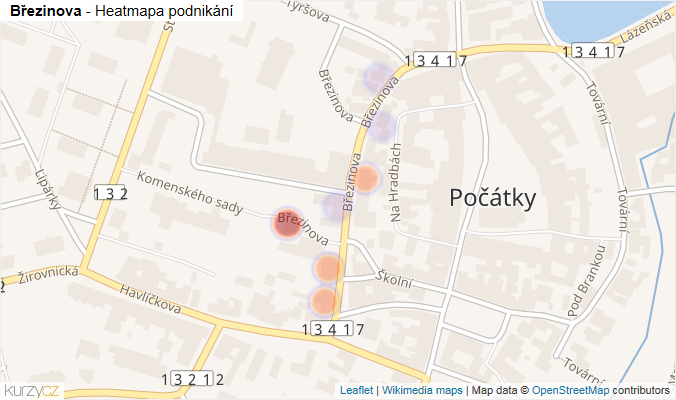 Mapa Březinova - Firmy v ulici.