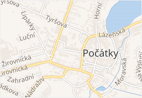 Komenského sady v obci Počátky - mapa ulice