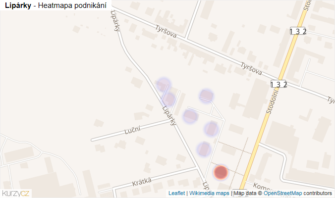 Mapa Lipárky - Firmy v ulici.