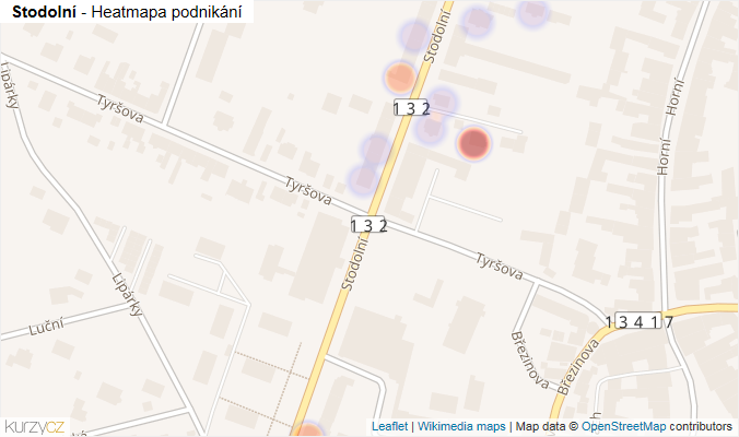 Mapa Stodolní - Firmy v ulici.
