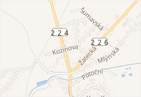 Kozinova v obci Podbořany - mapa ulice
