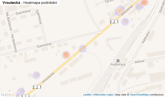 Mapa Vroutecká - Firmy v ulici.