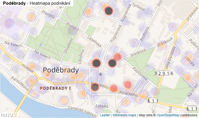Mapa Poděbrady - Firmy v obci.