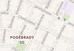 Budovcova v obci Poděbrady - mapa ulice