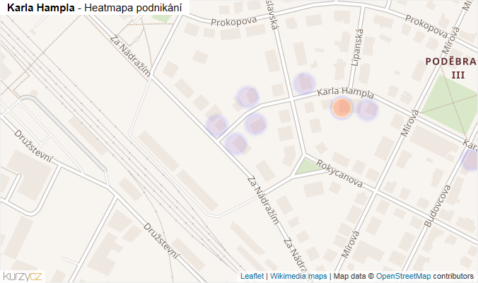 Mapa Karla Hampla - Firmy v ulici.