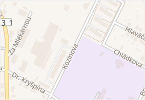 Kozinova v obci Poděbrady - mapa ulice