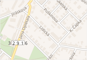 Lidická v obci Poděbrady - mapa ulice