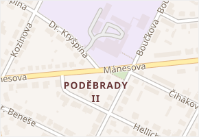 Mánesova v obci Poděbrady - mapa ulice