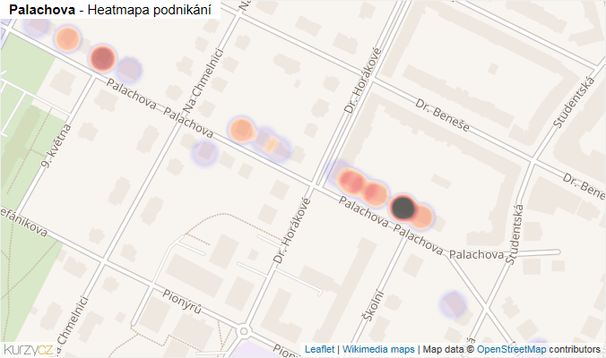 Mapa Palachova - Firmy v ulici.