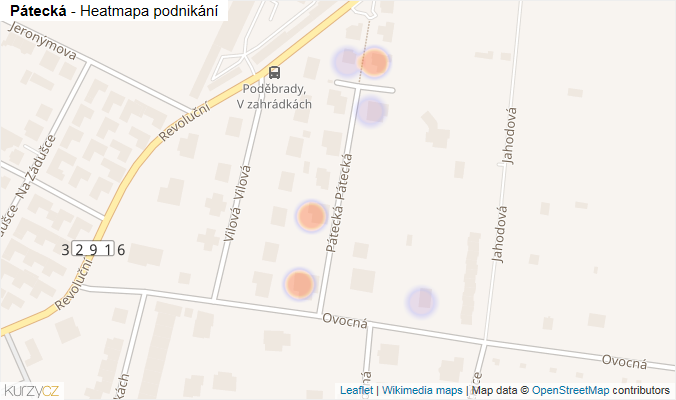 Mapa Pátecká - Firmy v ulici.