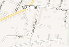 V Zahrádkách v obci Poděbrady - mapa ulice