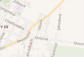 Vilová v obci Poděbrady - mapa ulice