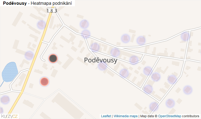 Mapa Poděvousy - Firmy v části obce.