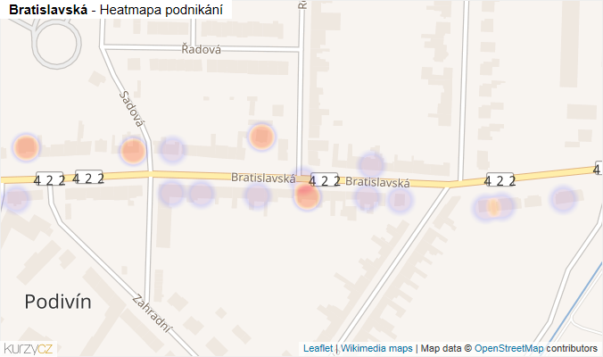 Mapa Bratislavská - Firmy v ulici.