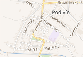 Komenského v obci Podivín - mapa ulice