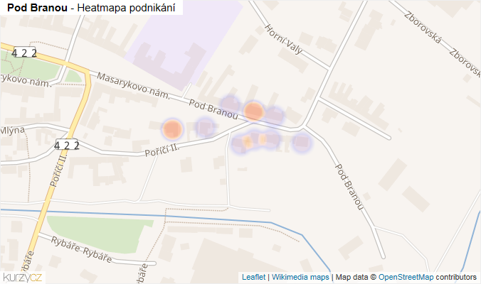 Mapa Pod Branou - Firmy v ulici.