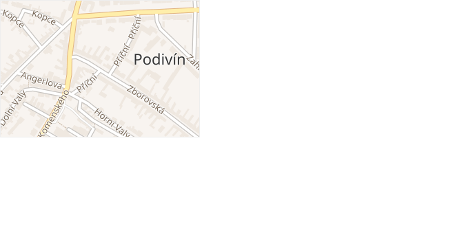 Příční v obci Podivín - mapa ulice