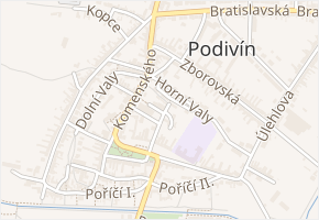 Stará čtvrť v obci Podivín - mapa ulice