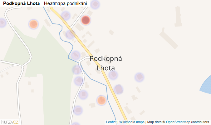 Mapa Podkopná Lhota - Firmy v části obce.
